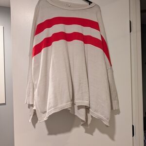 White and Red Striped Poncho